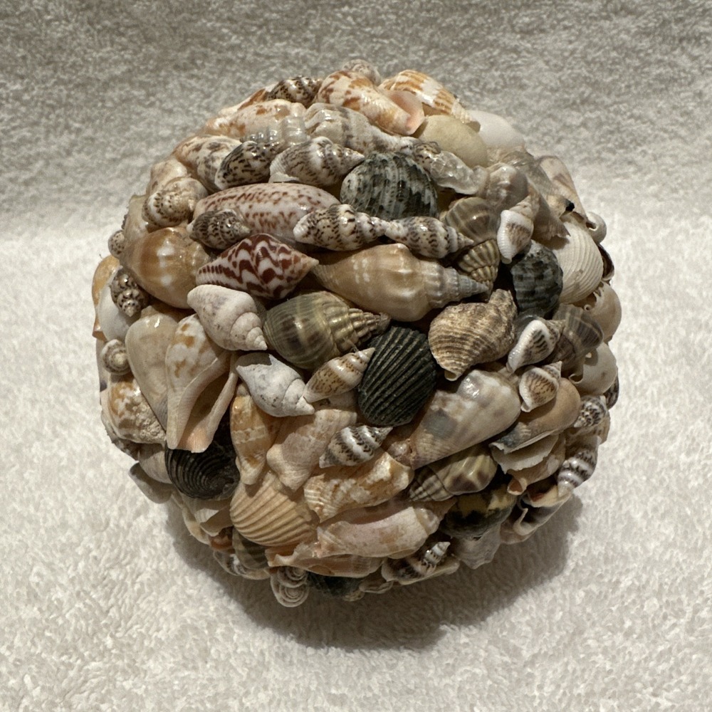Sea Shell Decorative 4" Ball Sphere Costal Nautical Beach *Defects* C